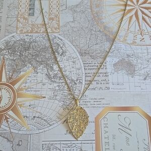 Lia Sophia Gold Leaf Pendant Necklace